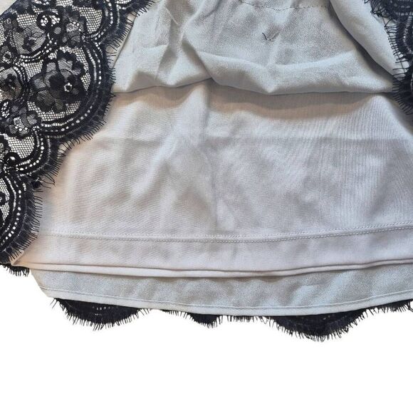 Jody California Women's Silver Poly & Black Lace Lined Slip Skirt NEW NWT - Picture 3 of 13